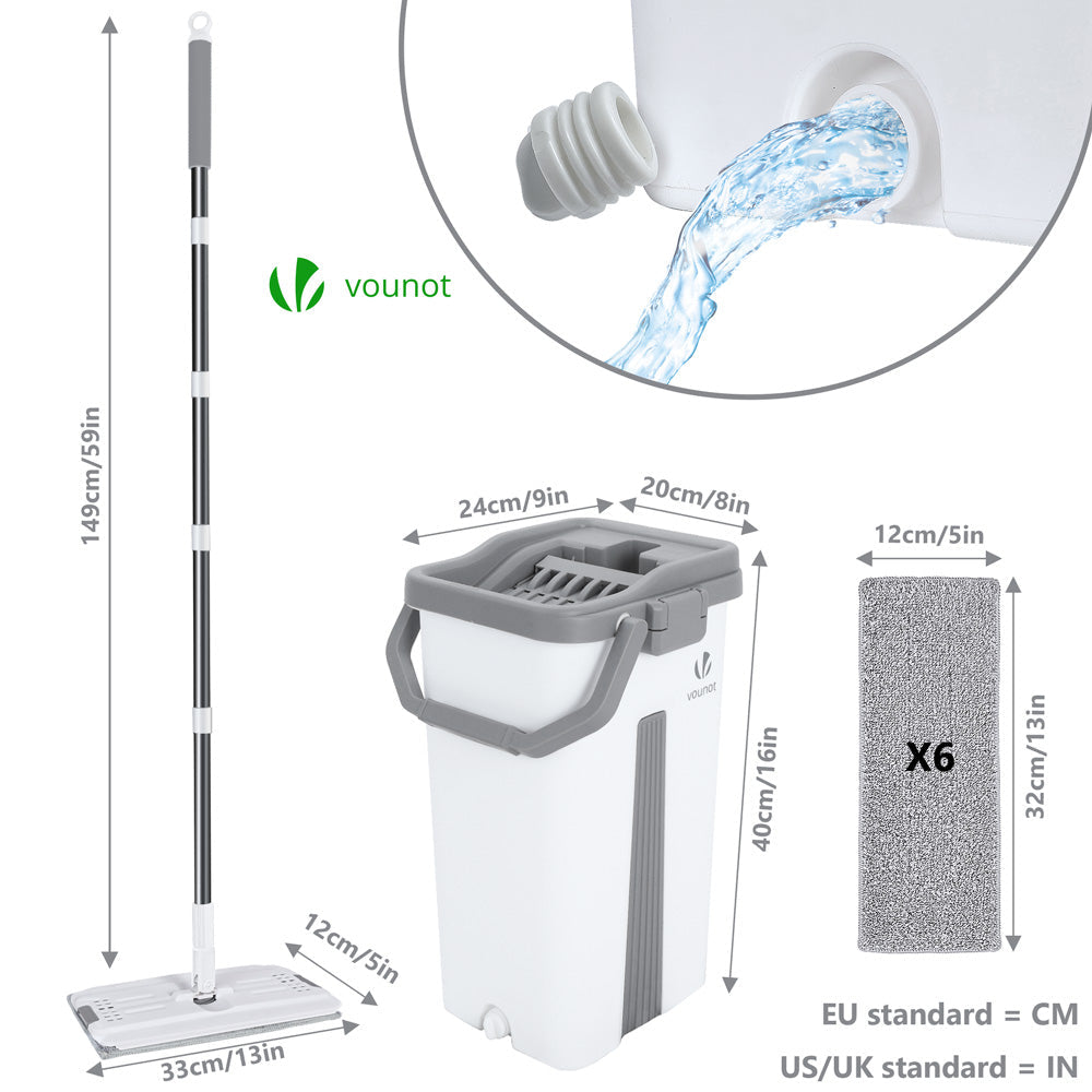 🧼 Balai Plat Microfibre + Seau Essoreur 2 en 1