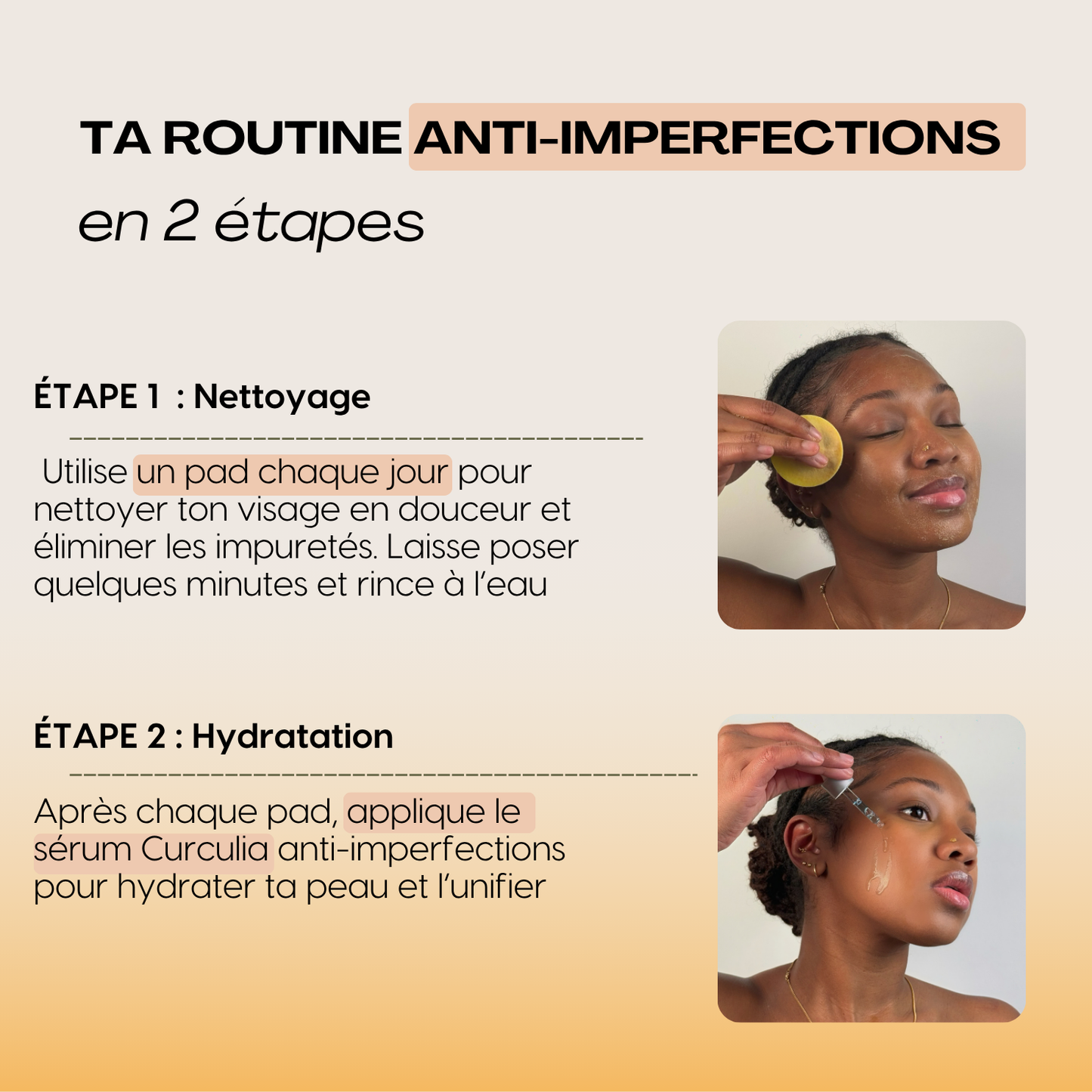50 Pads Nettoyants au Curcuma 3 en 1 - Curcuskin care